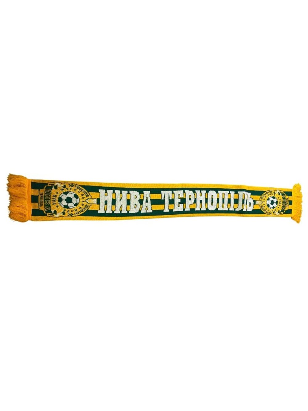Niva Ternopil Soccer Club Knit Scarf Green & Yellow With Fringed Ends